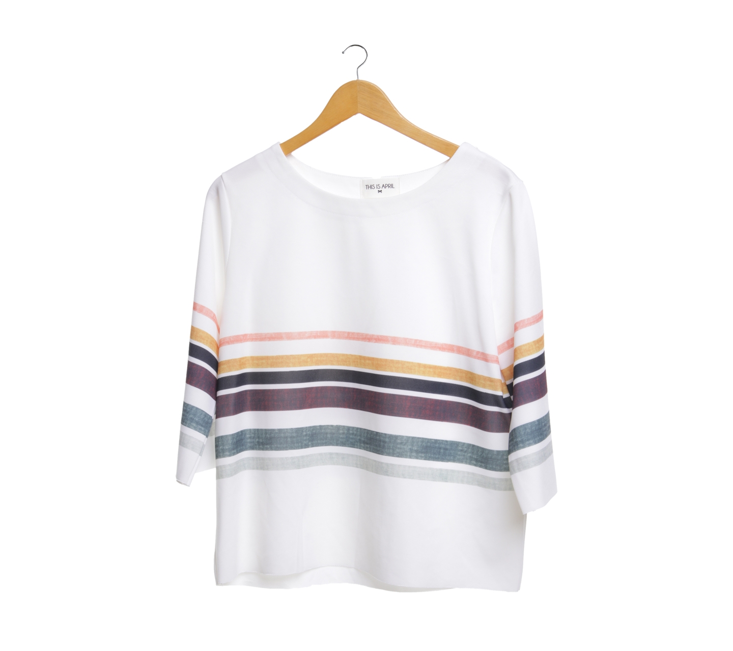 This Is April White Striped Blouse