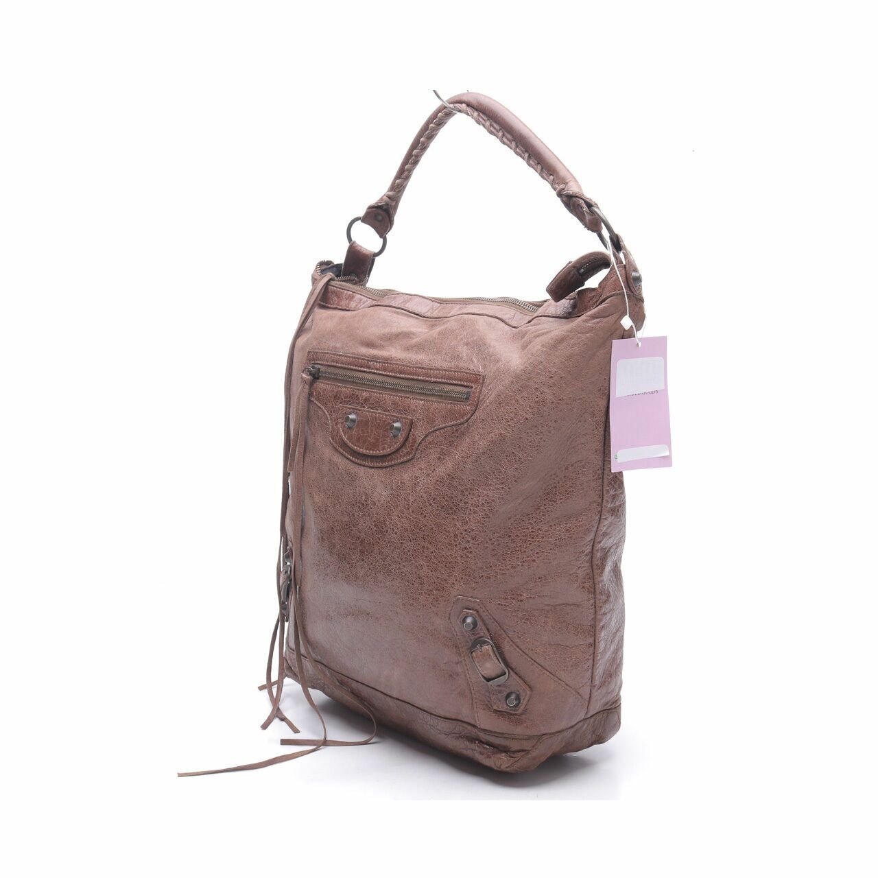 Balenciaga Agneau Classic Hardware Day Brown Hobo Shoulder Bag