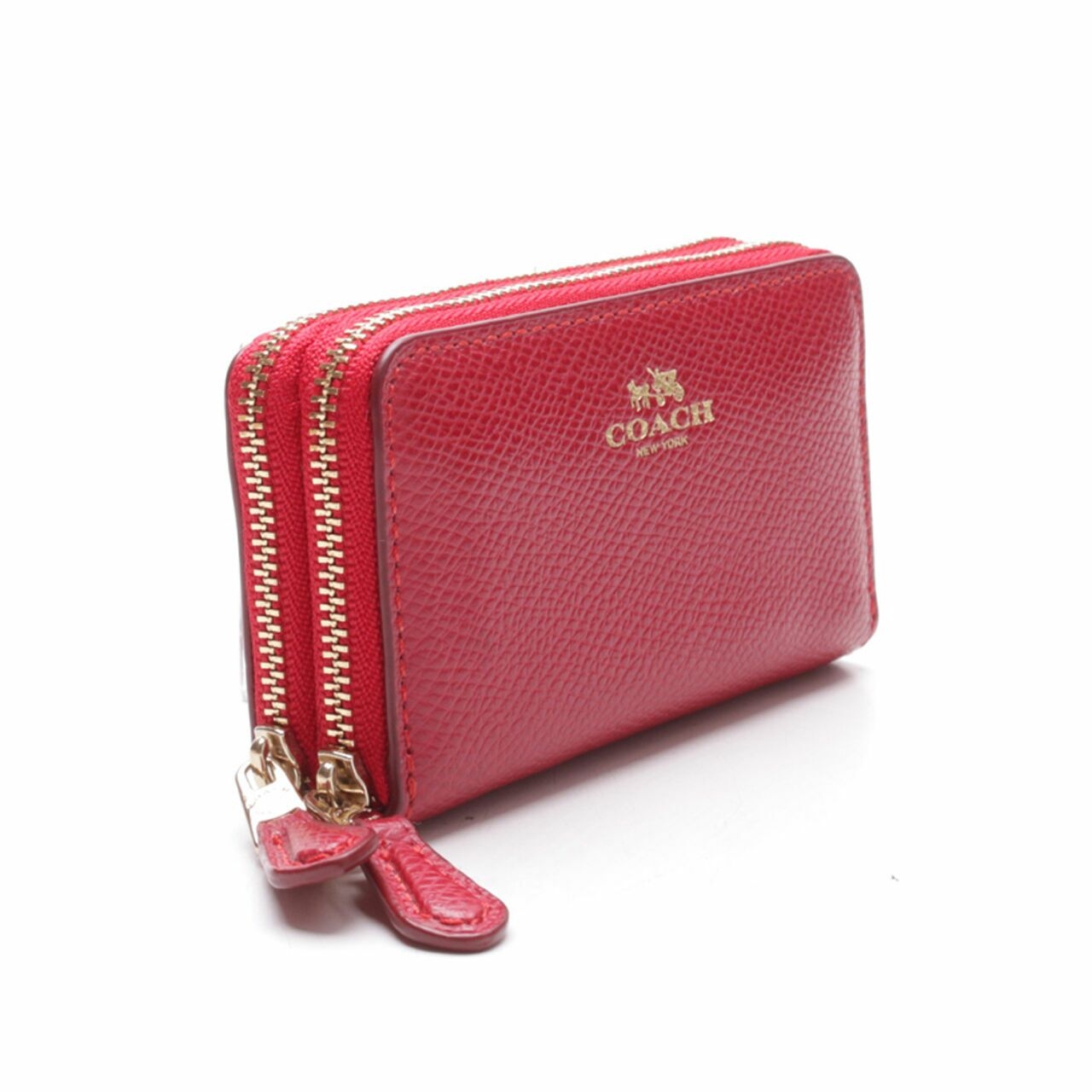Coach Red Small Double Zip Wallet