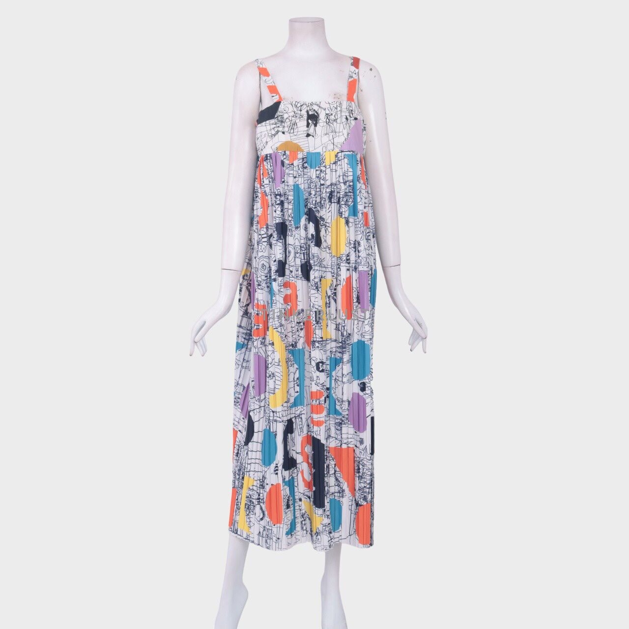 Calla The Label Multi Pattern Pleated Long Dress