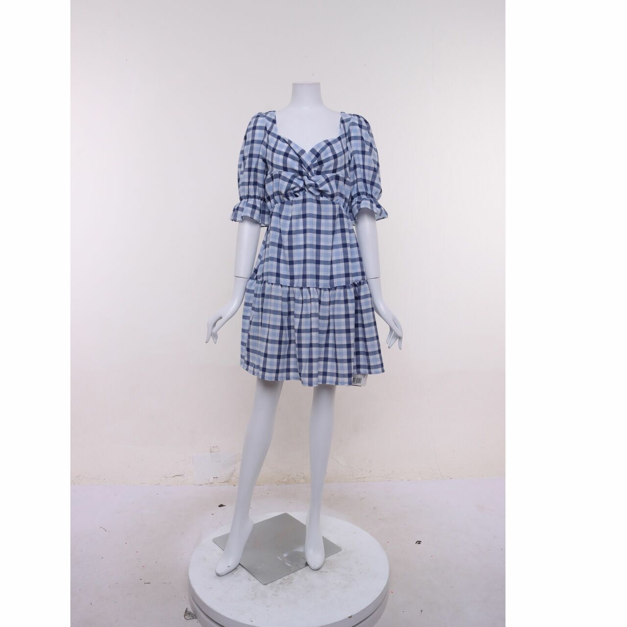 Claire Cynthia Tan Blue & White Mini Dress