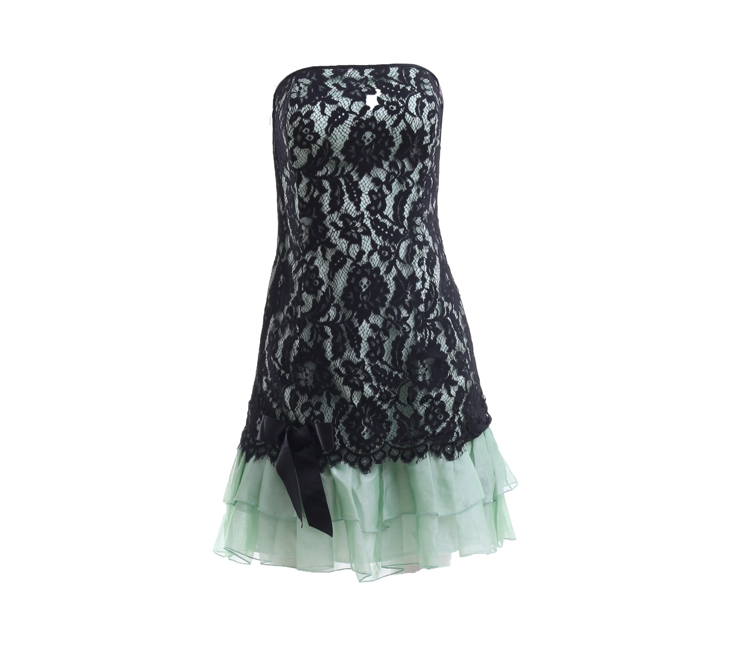 Jessica Mc Clintock Green & Black Lace Mini Dress