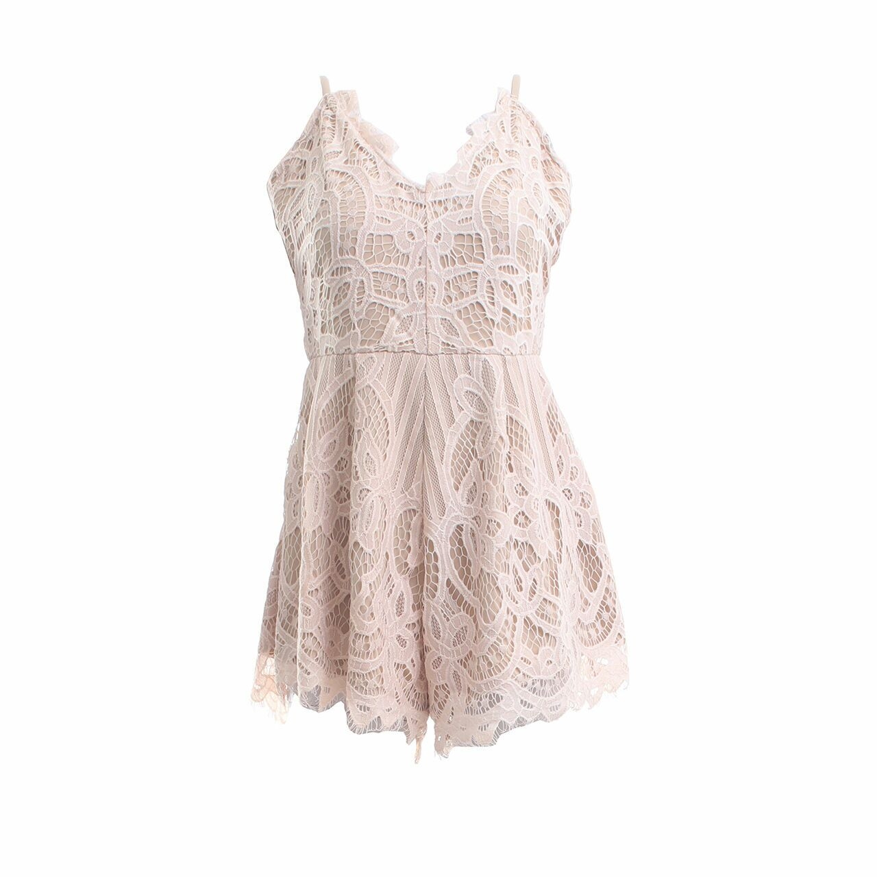 The Tinsel Rack Soft Pink Lace Jumpsuit