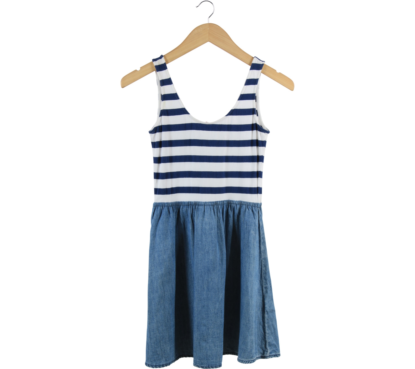 Divided Blue And White Striped Combi Jeans Mini Dress
