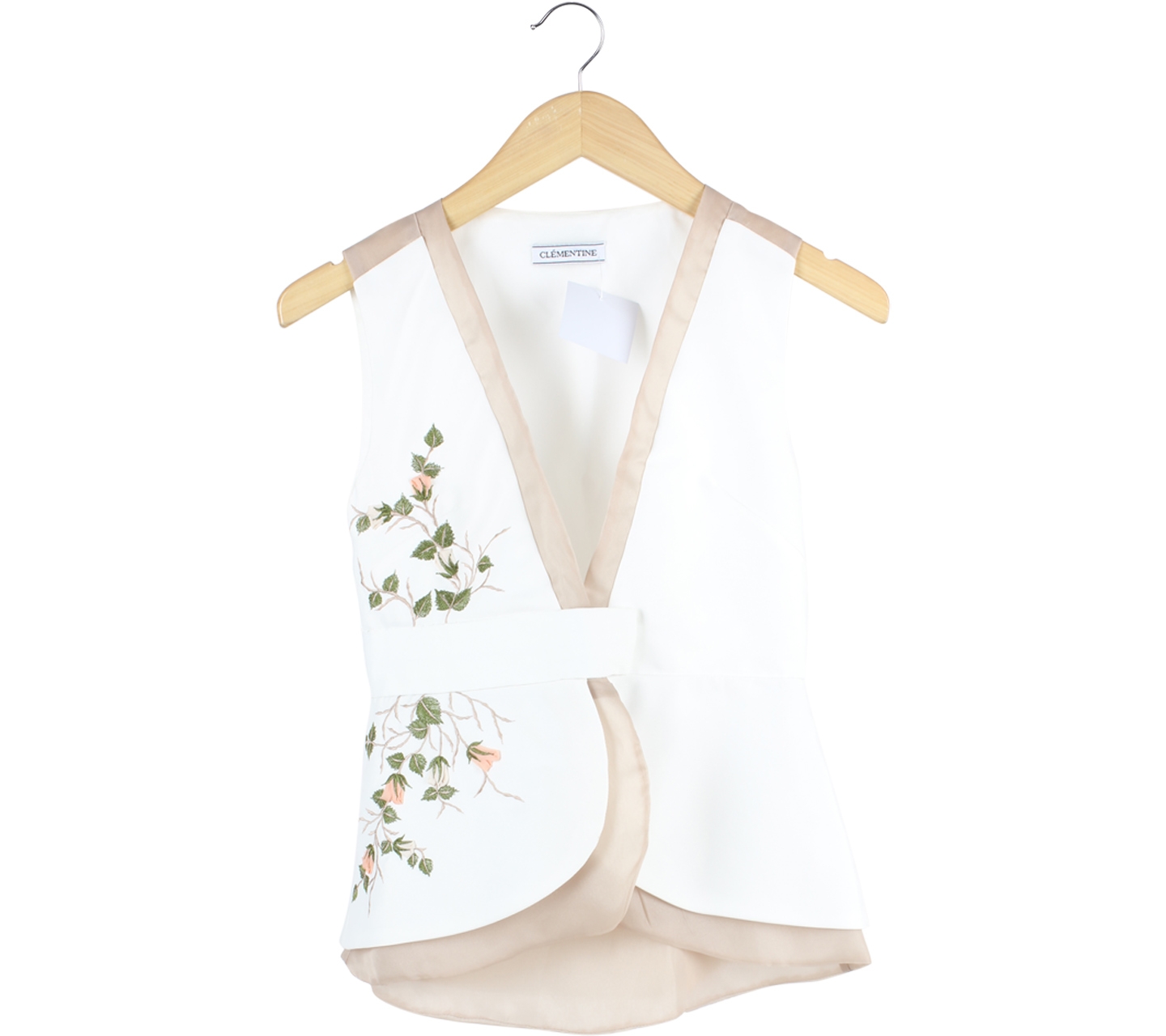 Clementine Off White And Light Brown Sleeveless