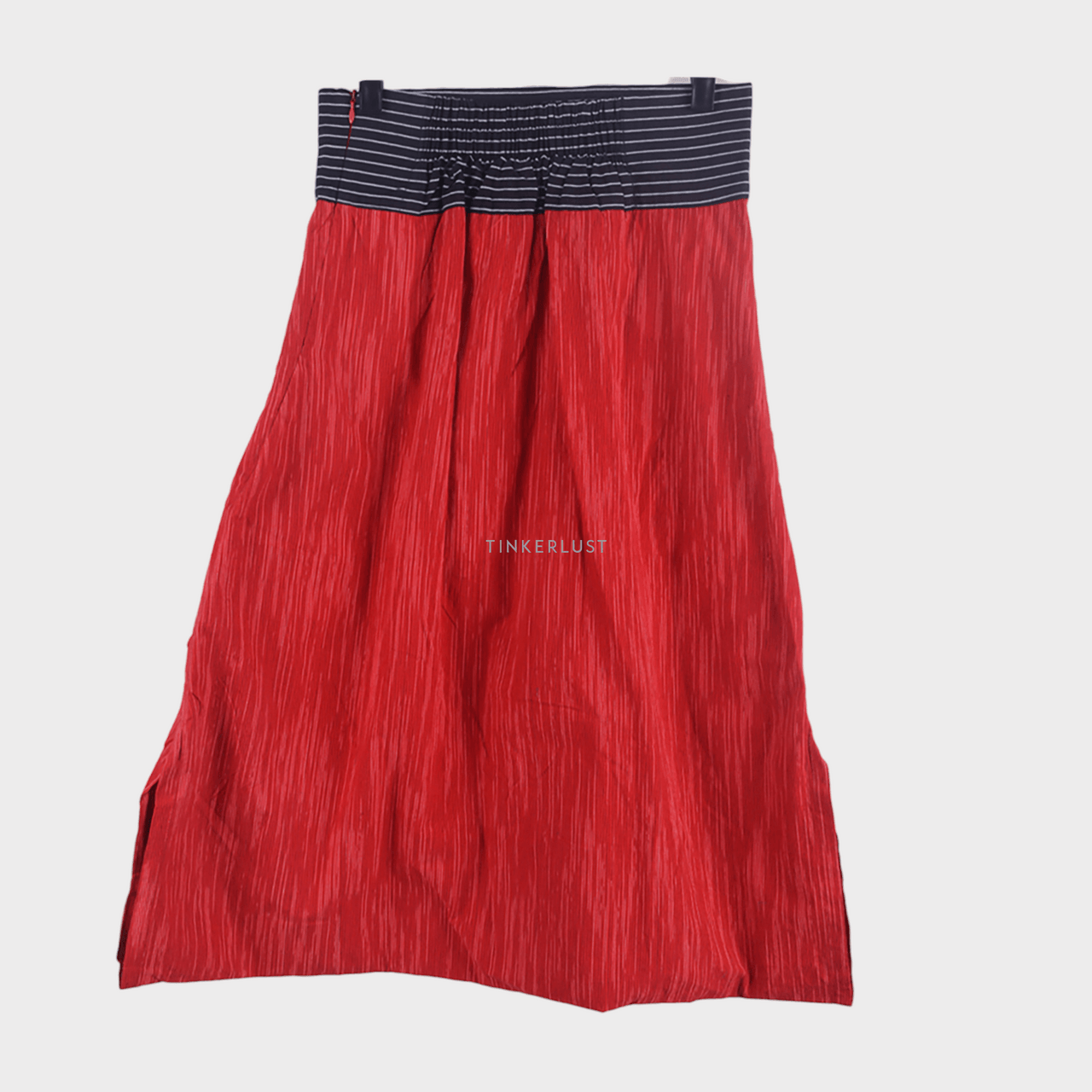 Okainku Black & Red Stripes Slit Midi Skirt