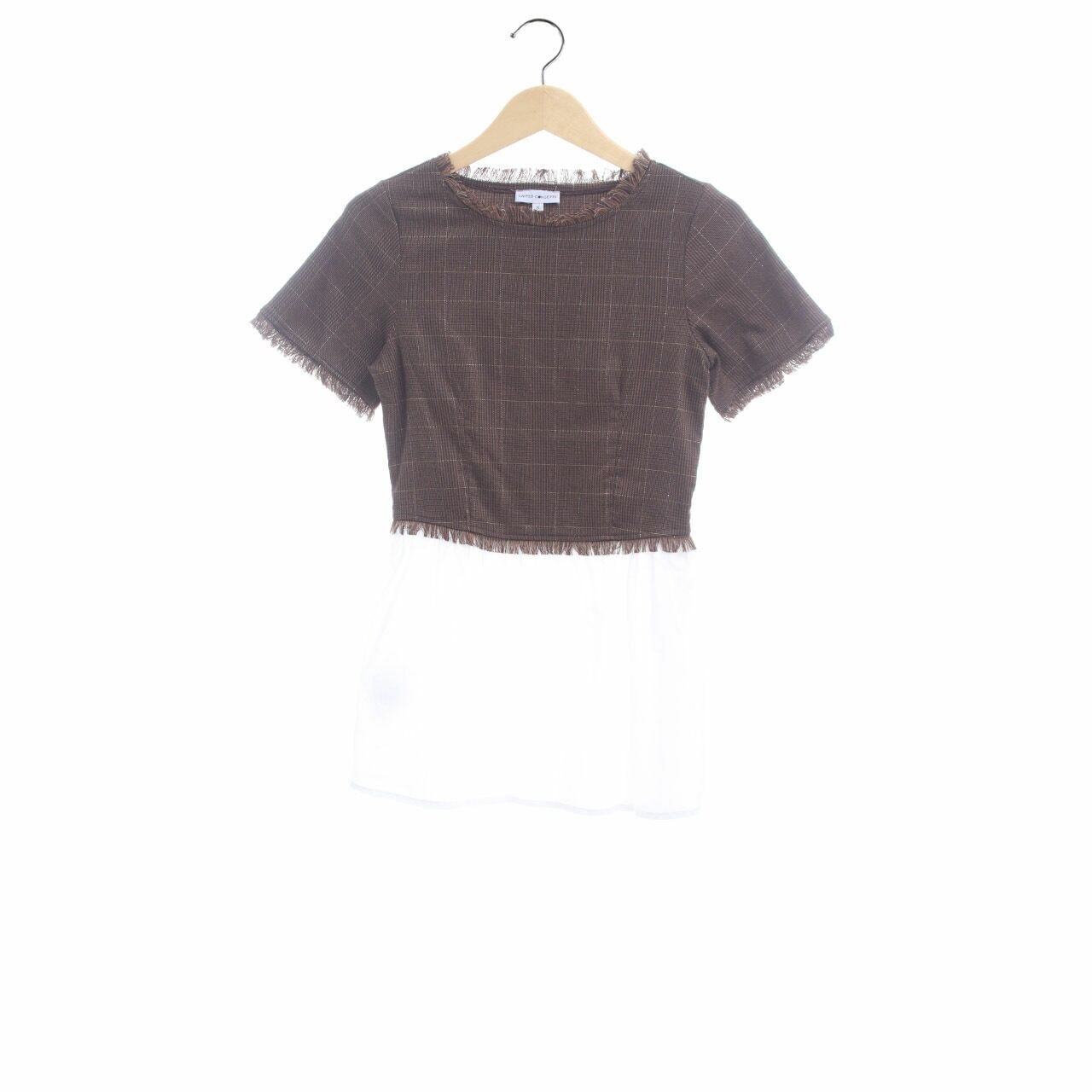 United Concepts Brown & White Tweed Blouse