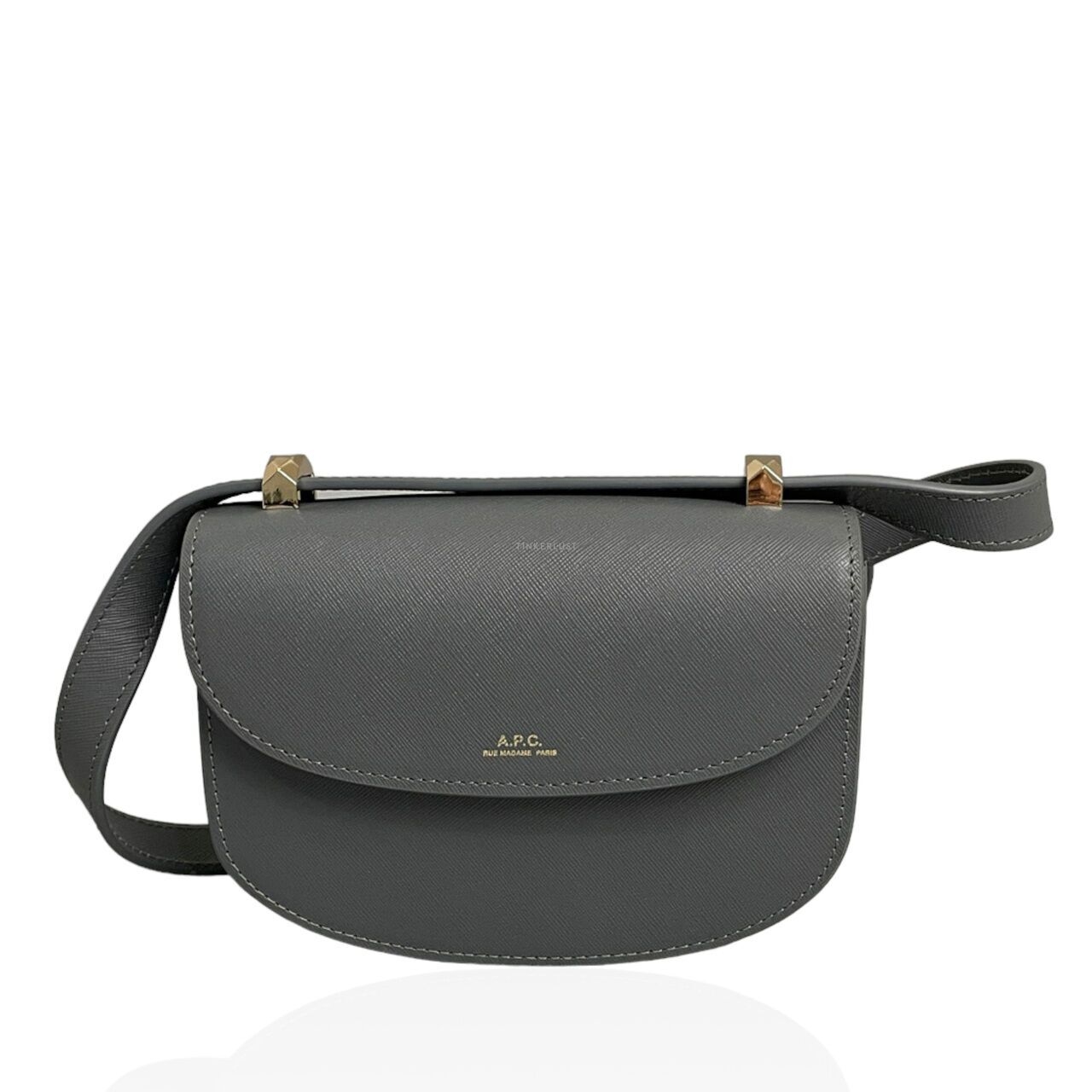 APC Geneve Mini Grey Leather GHW Shoulder Bag