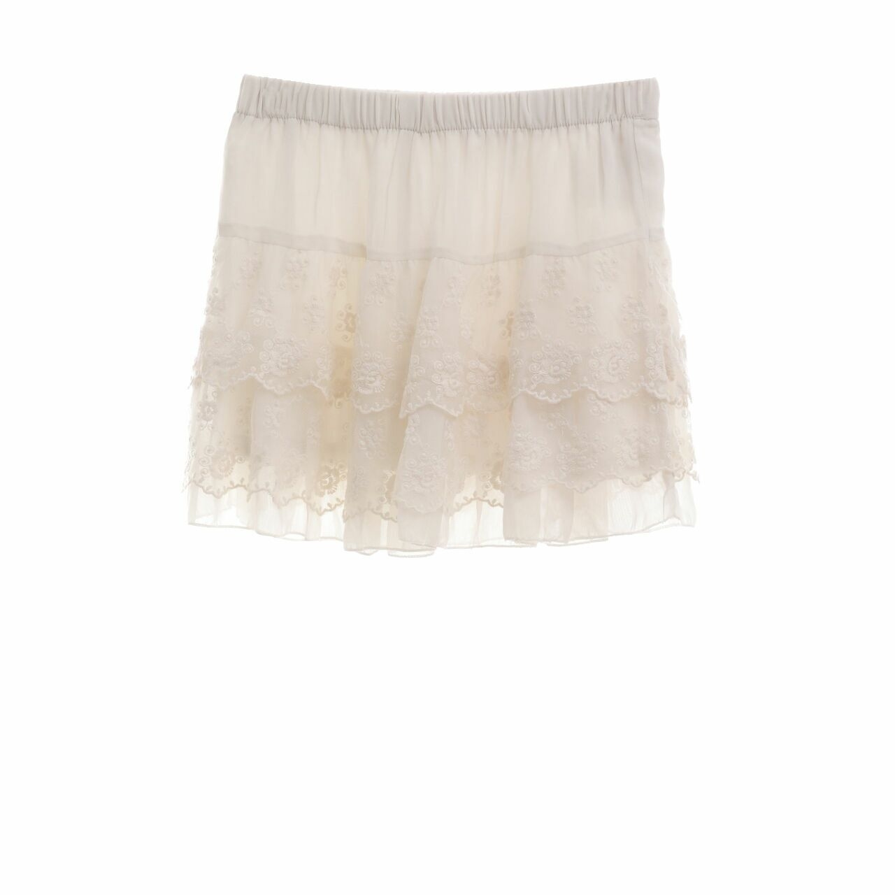 Chic Simple Off White Lace Mini Skirt