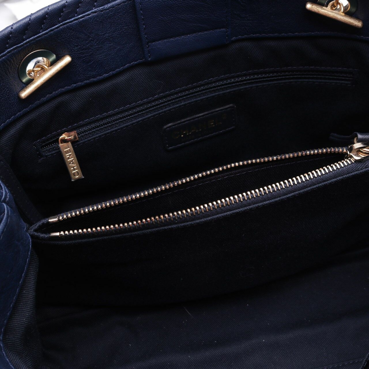 Chanel Chevron Navy Shoulder Bag