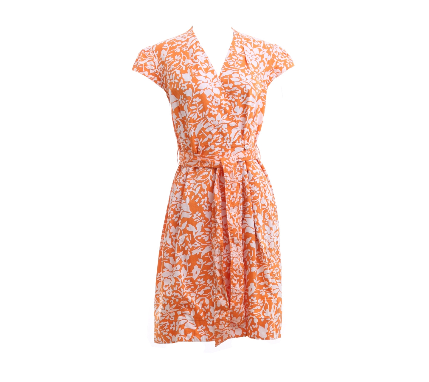 Etoile D'Elfas Orange & White Floral Wrap Mini Dress
