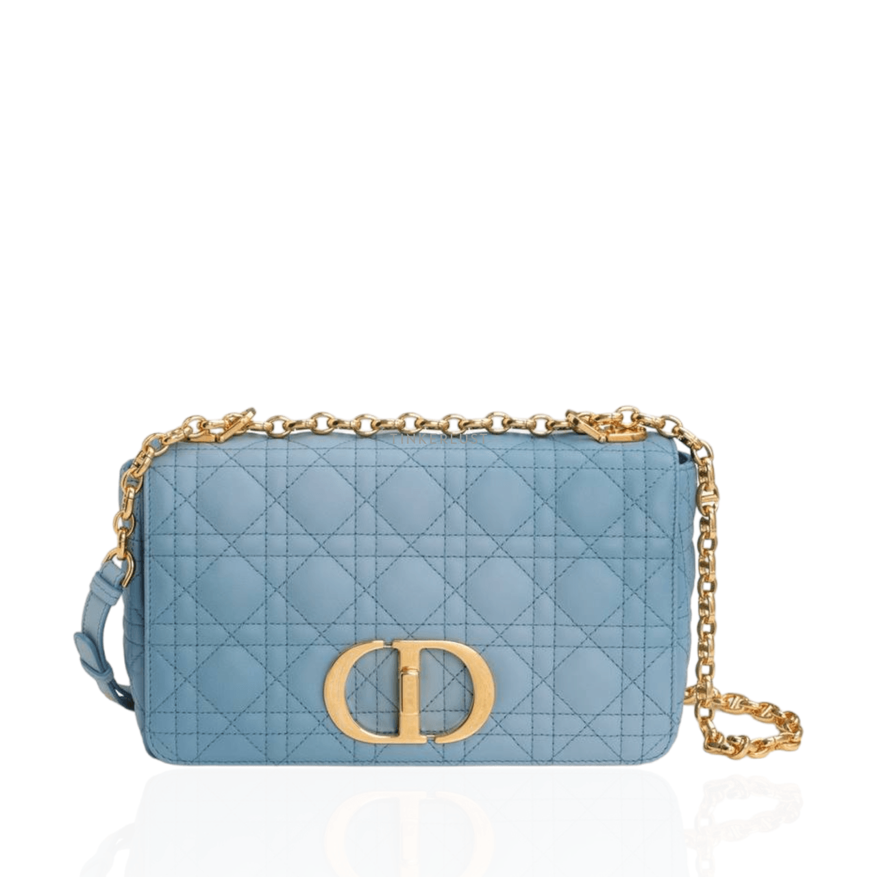 Christian Dior Medium Dior Caro Bag in Cerulean Blue Lambskin
