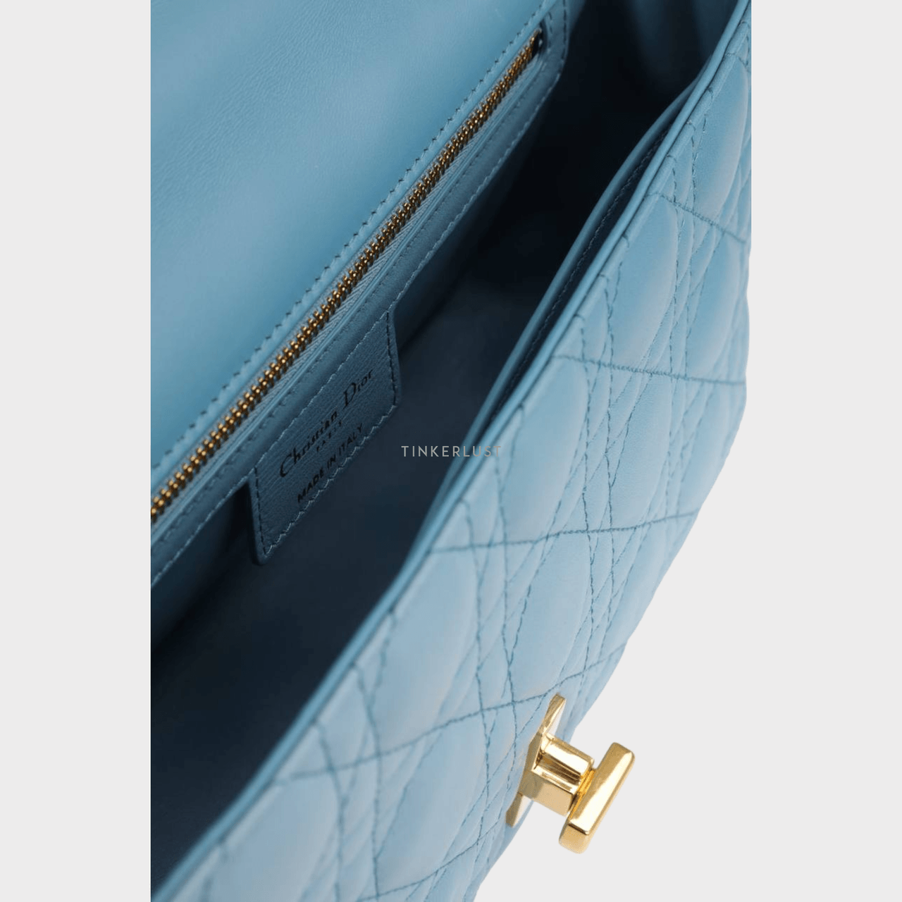 Christian Dior Medium Dior Caro Bag in Cerulean Blue Lambskin