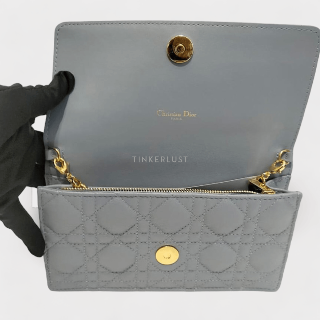 Christian Dior Caro WOC Cloud Blue Supple Cannage Calfskin 2022 Sling Bag