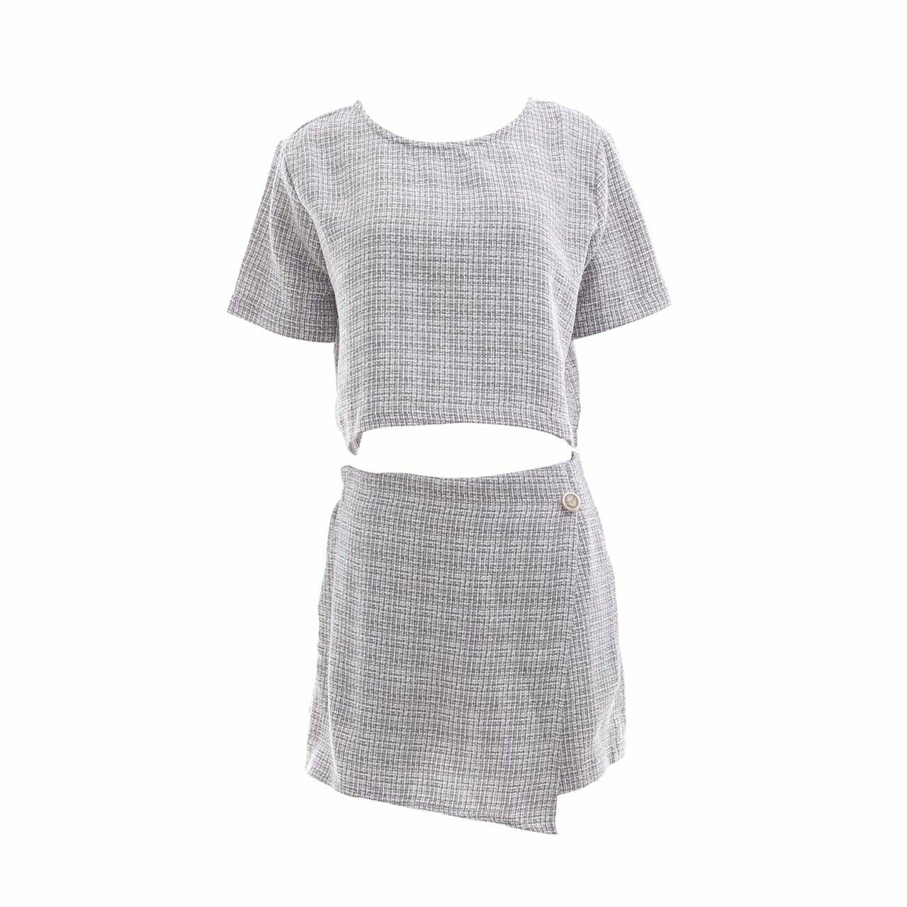 Aubrie Grey White Patterned Two Piece
