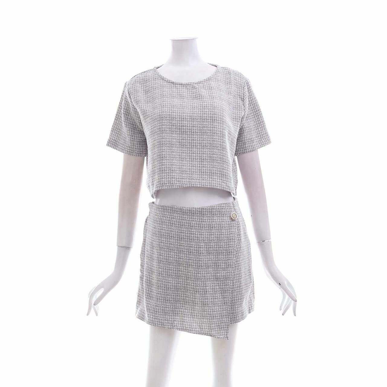 Aubrie Grey White Patterned Two Piece