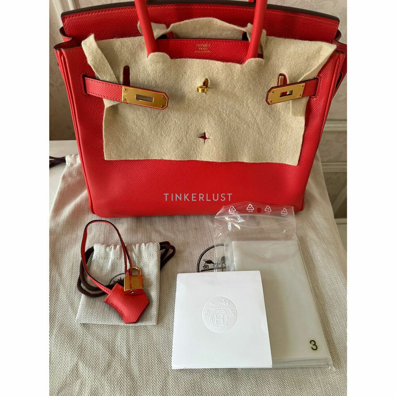 Hermes Birkin 30 Rouge Tomato Epsom X GHW Handbag 