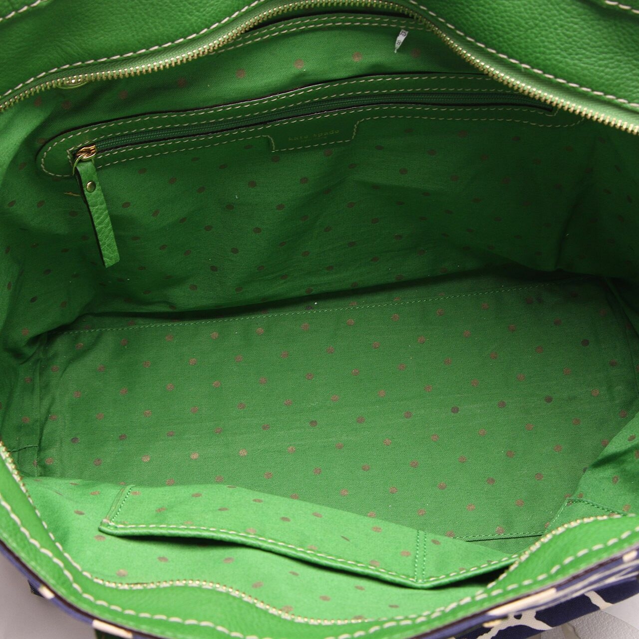 Kate Spade Navy Green Multi-Pattern Tote Bag