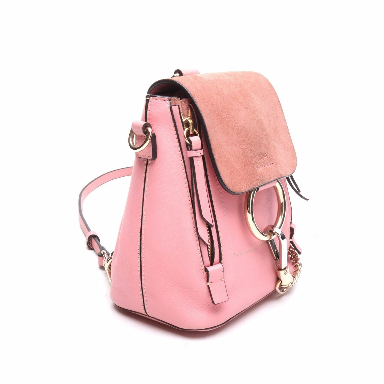 Chloe Suede Calfskin Mini Faye Pink Backpack