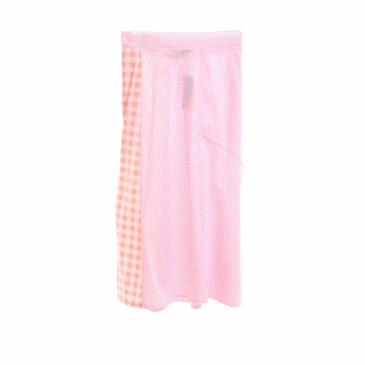 IKYK For Someday Pink Checkered Midi Skirt