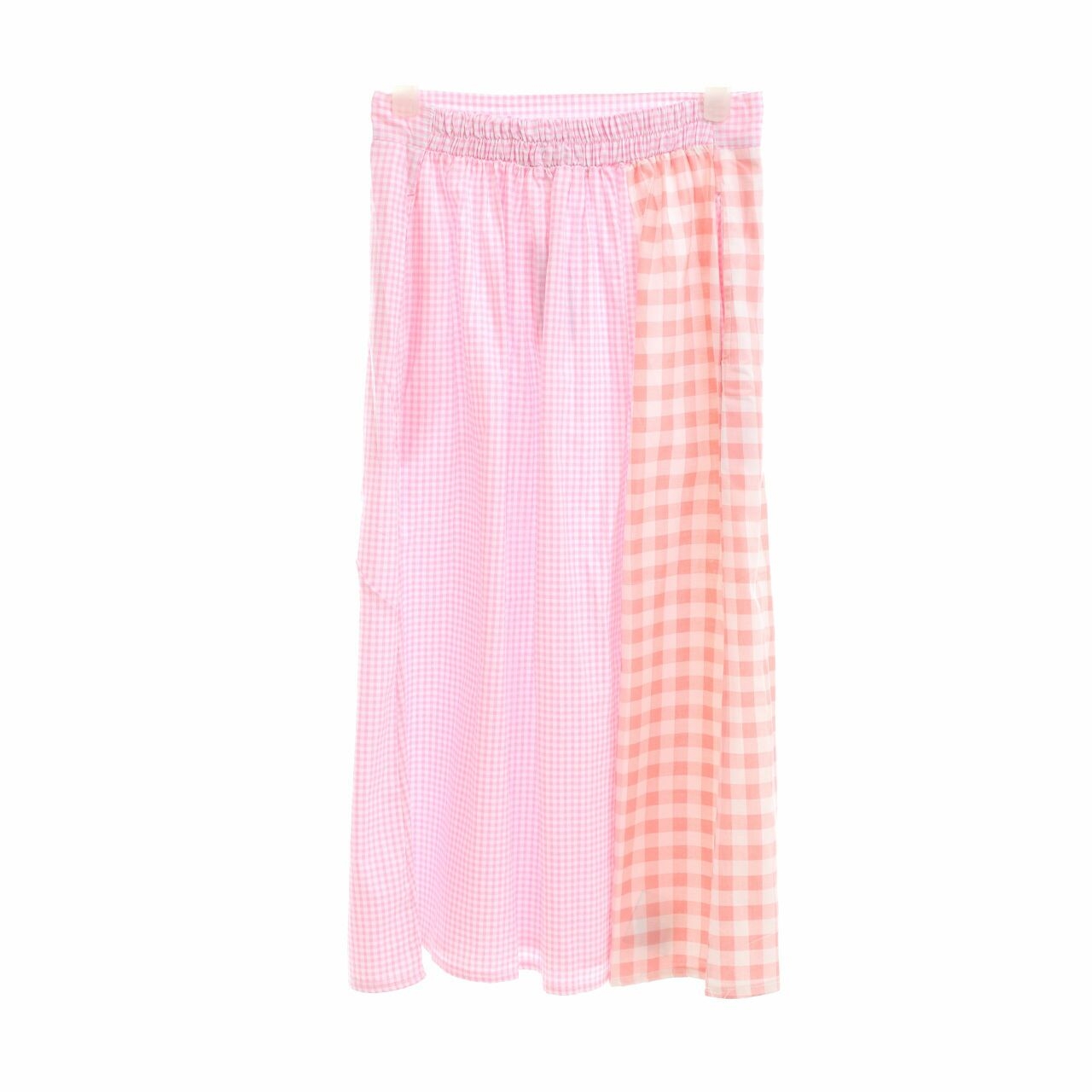 IKYK For Someday Pink Checkered Midi Skirt