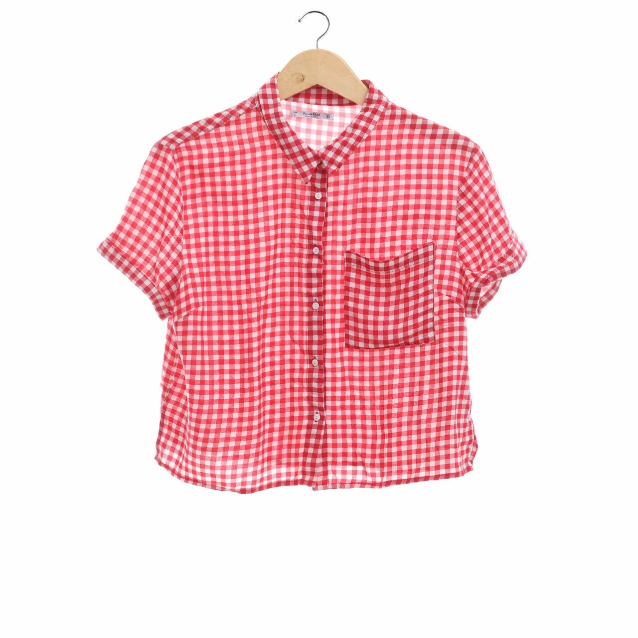 Pull & Bear Red & White Checkered Shirt
