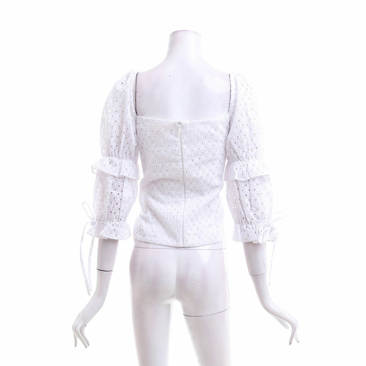 Brier Label White Perforated Blouse