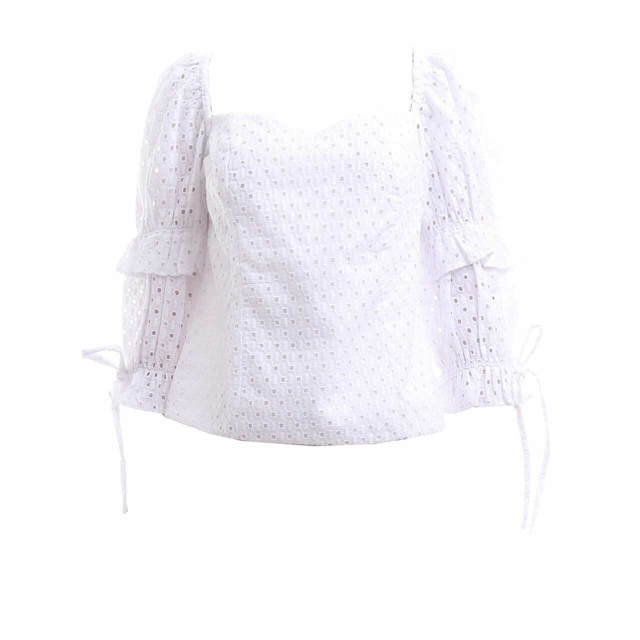 Brier Label White Perforated Blouse