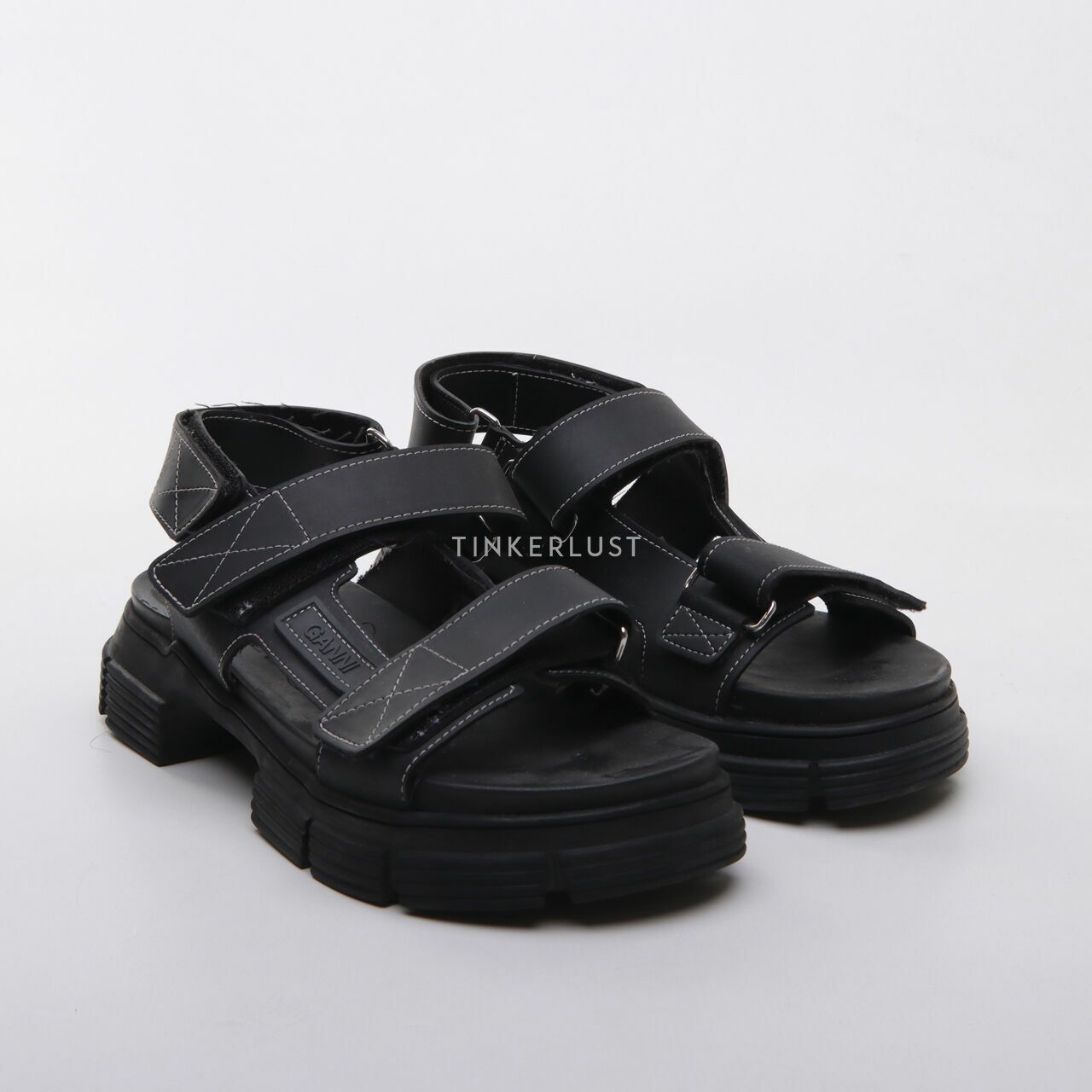Ganni Black Velcro Sandal