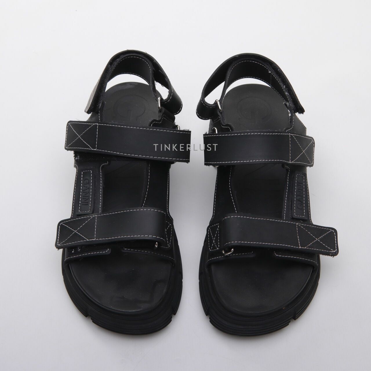 Ganni Black Velcro Sandal