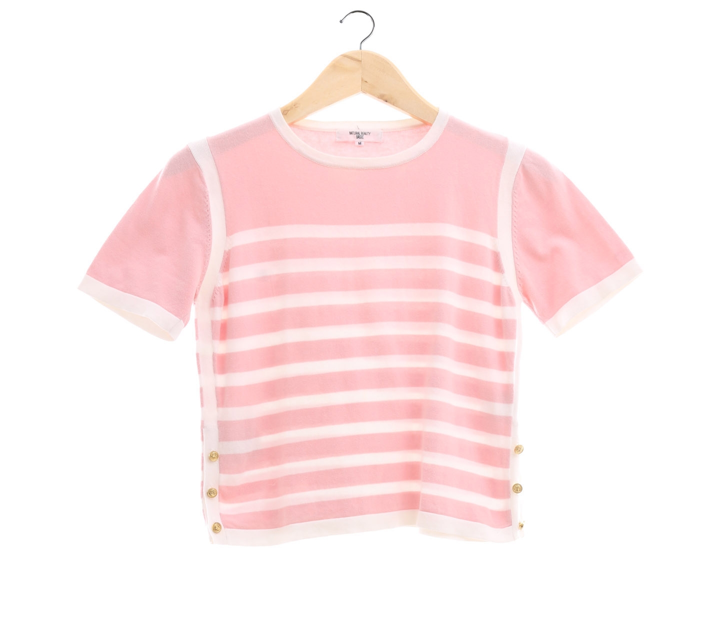 Natural Beauty Basic Pink & Off White Striped Blouse