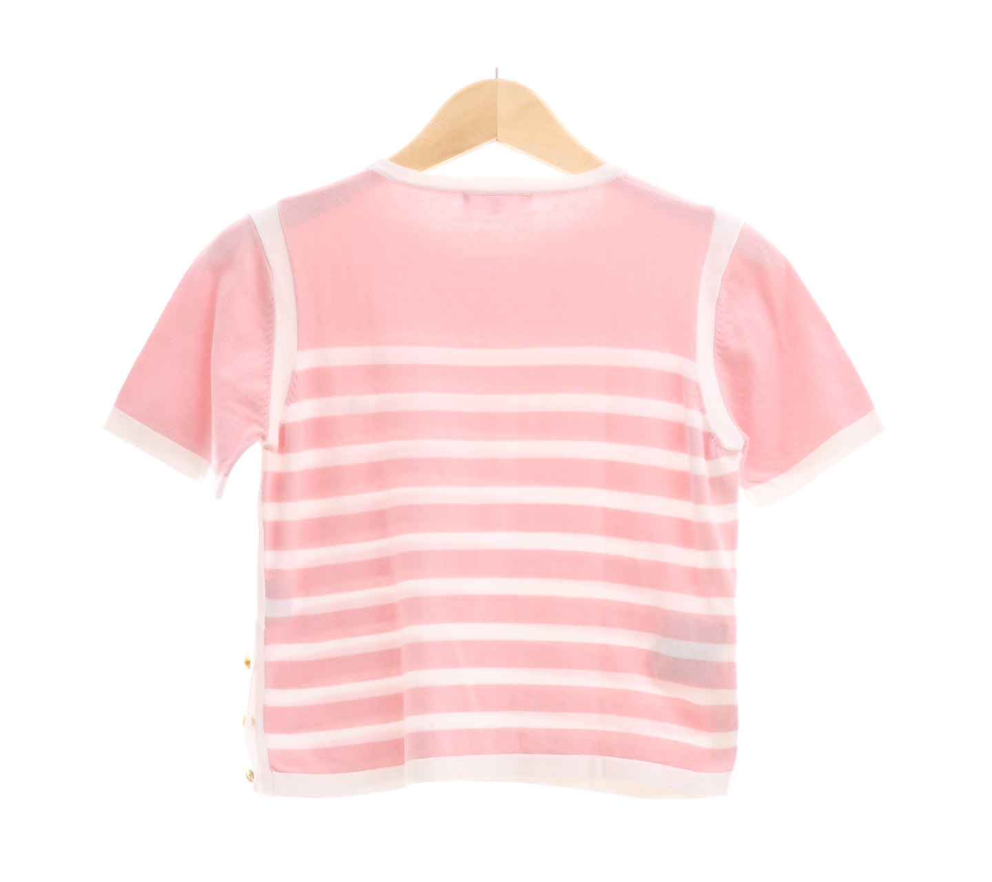 Natural Beauty Basic Pink & Off White Striped Blouse