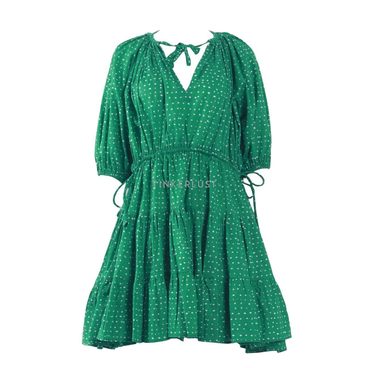 The Story Of Green Polkadots Mini Dress