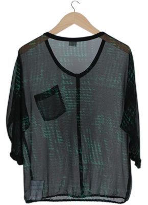Black and Green Pocket Blouse