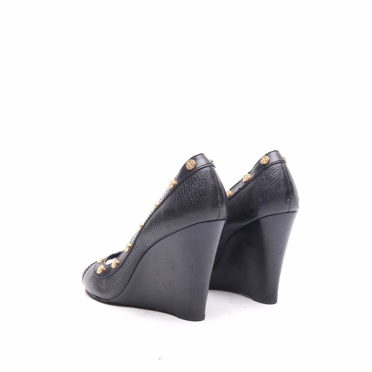 Tory Burch Nelson Studded Open toe Black Wedges