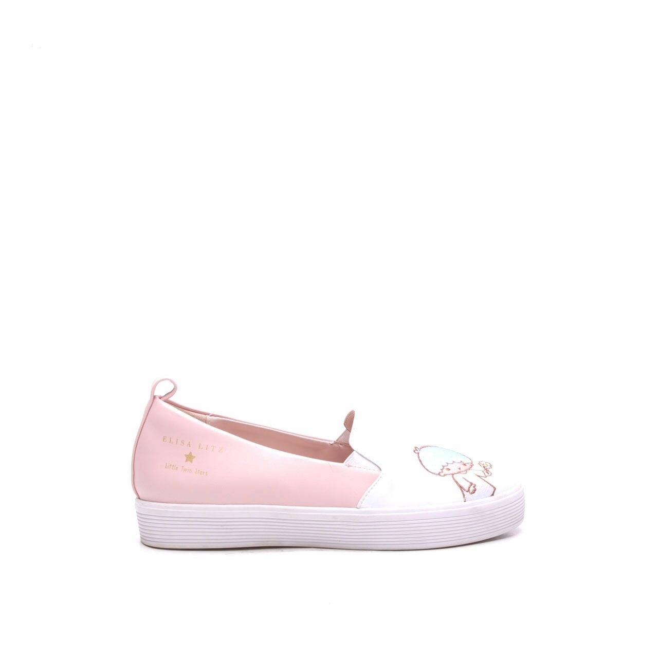 Elisa Litz Pink & White Slip On Sneakers