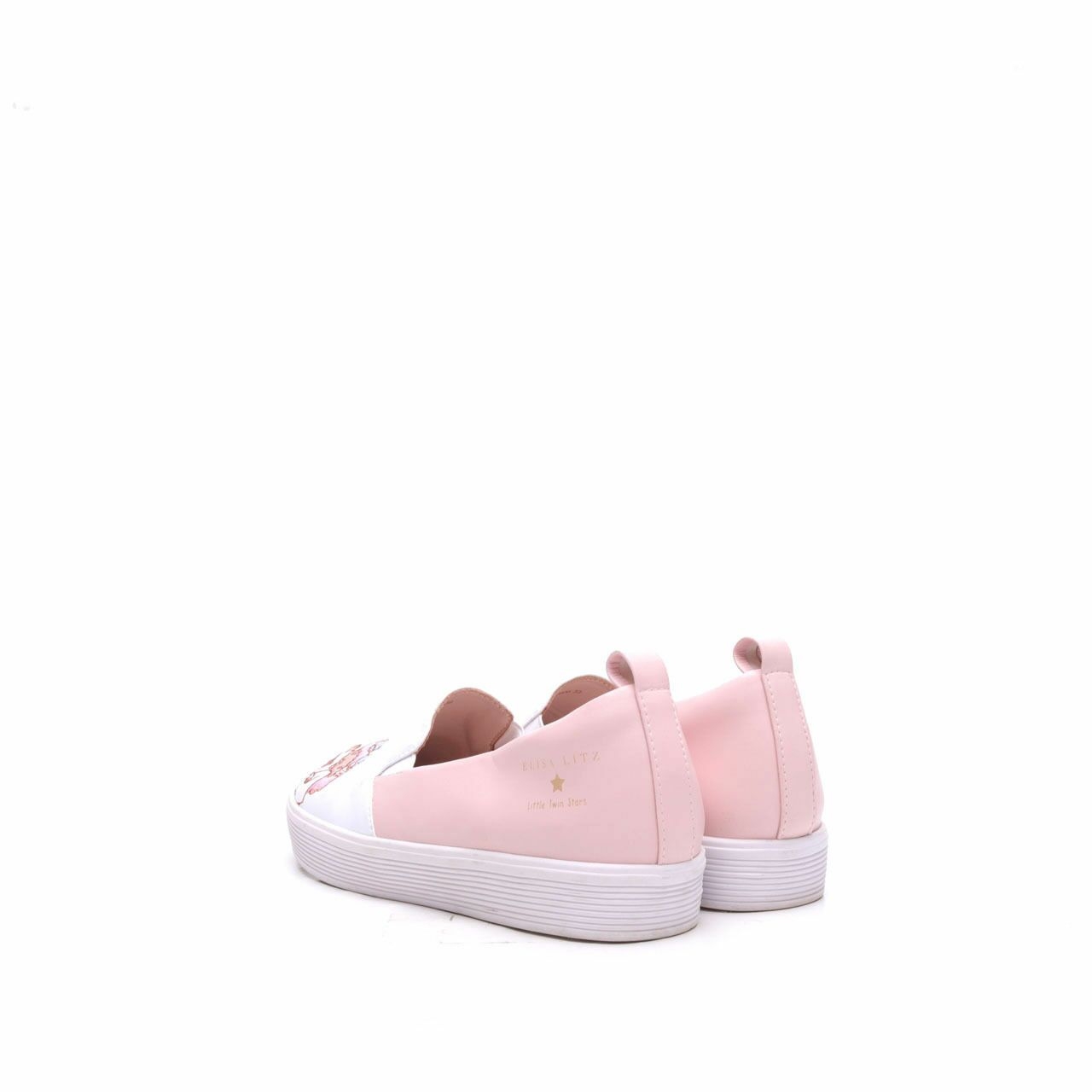 Elisa Litz Pink & White Slip On Sneakers