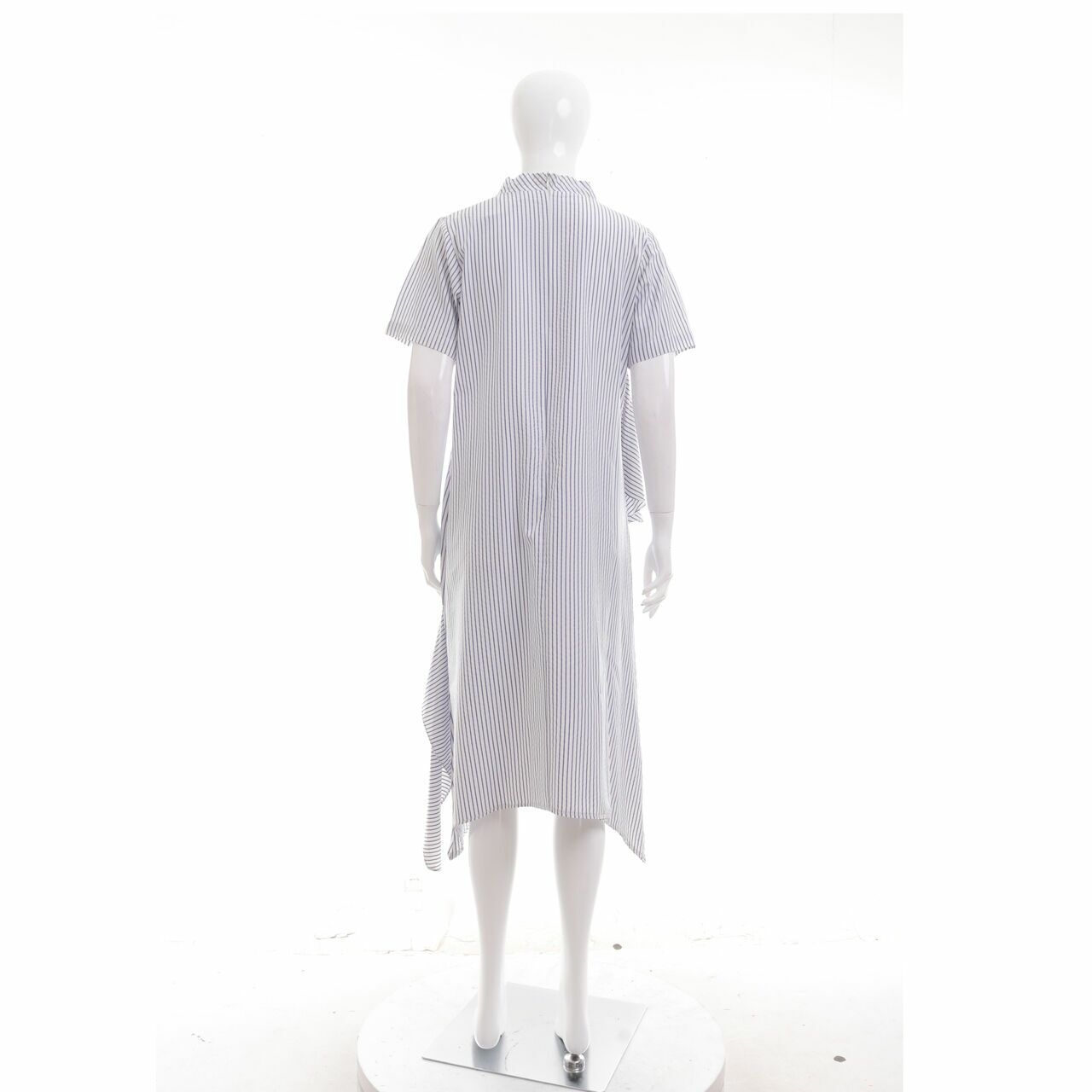 Schoncouture Blue & White Stripes Midi Dress