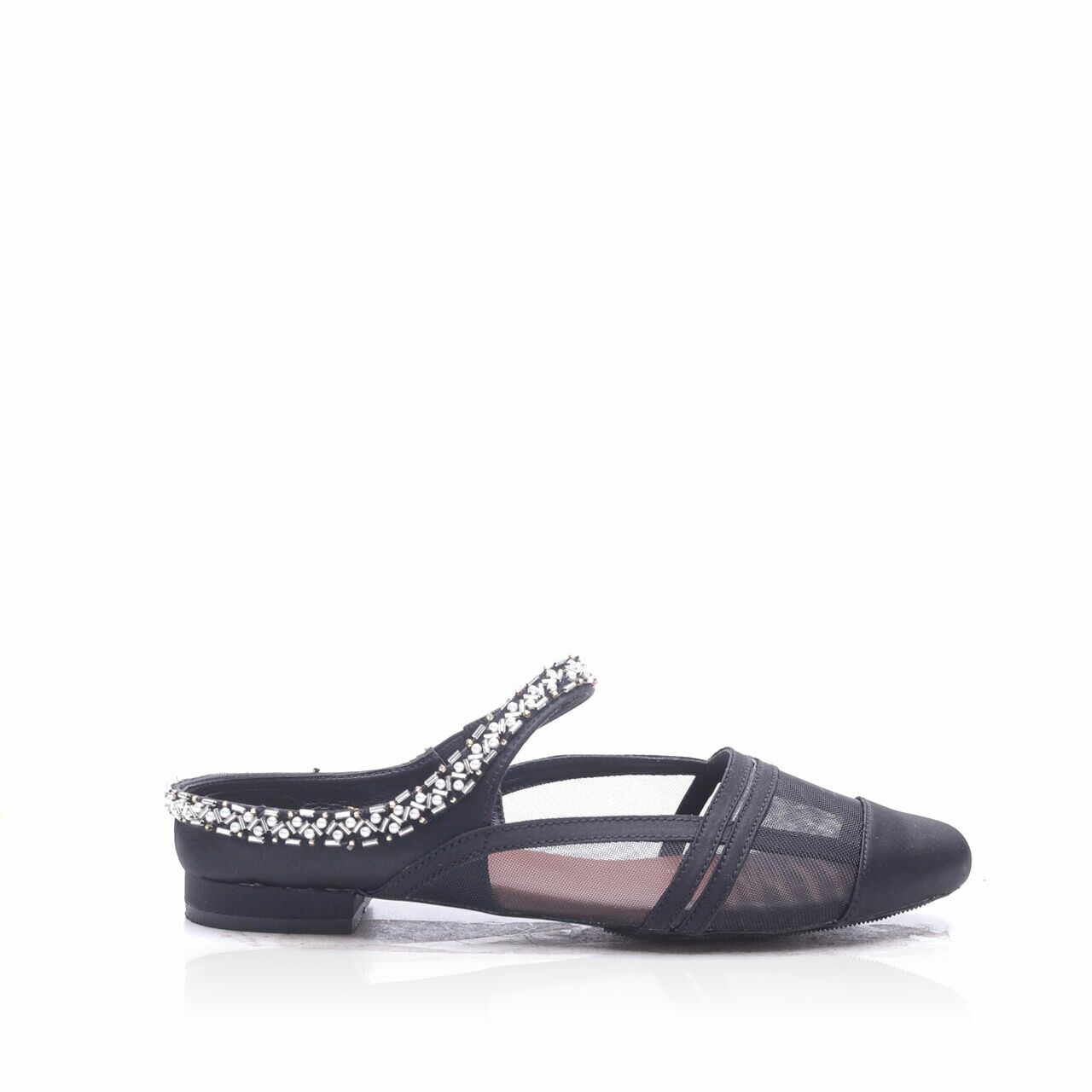 jeffry tan Black Sequin Paris Flat Sandals