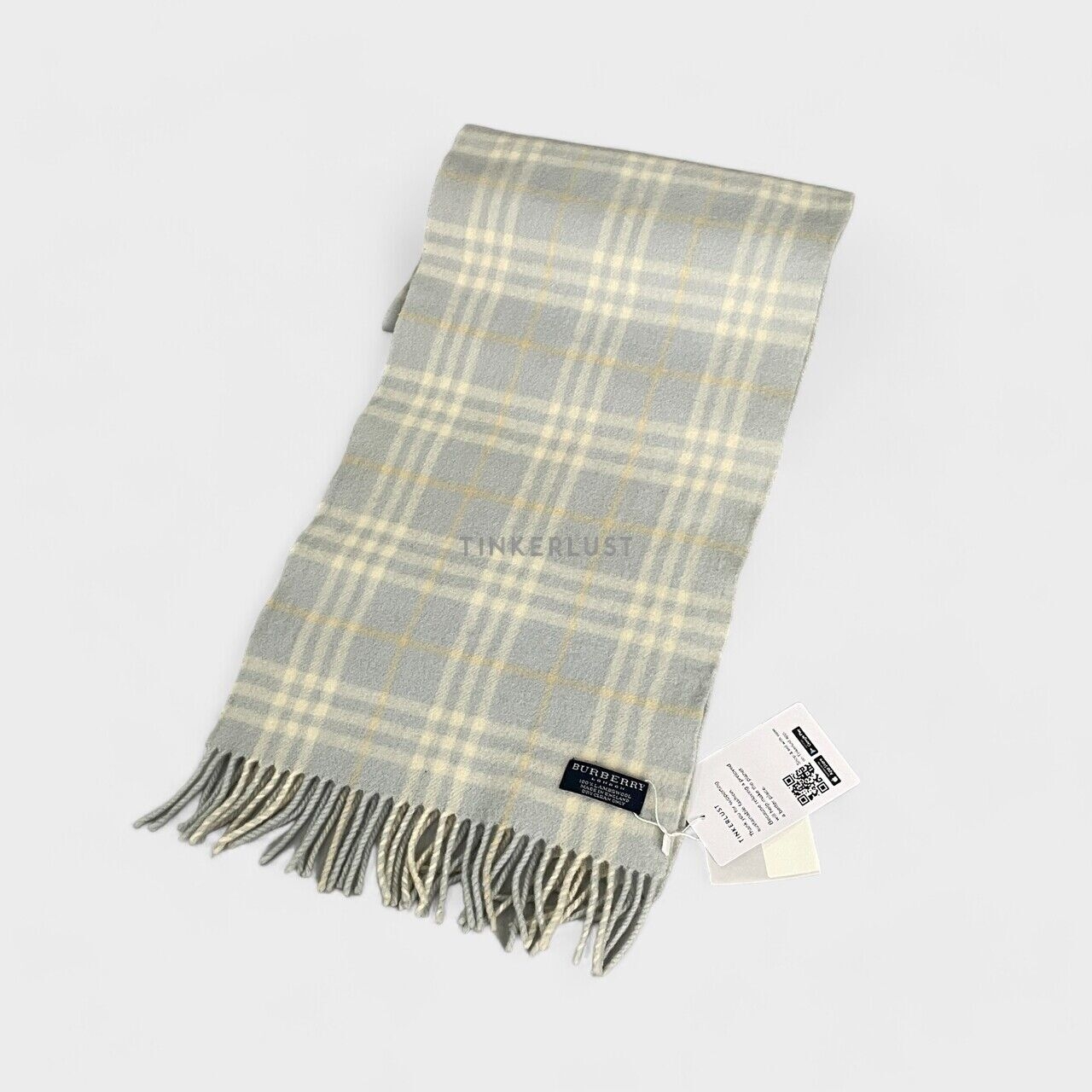 Burberry Checkered Blue Wool Scarf