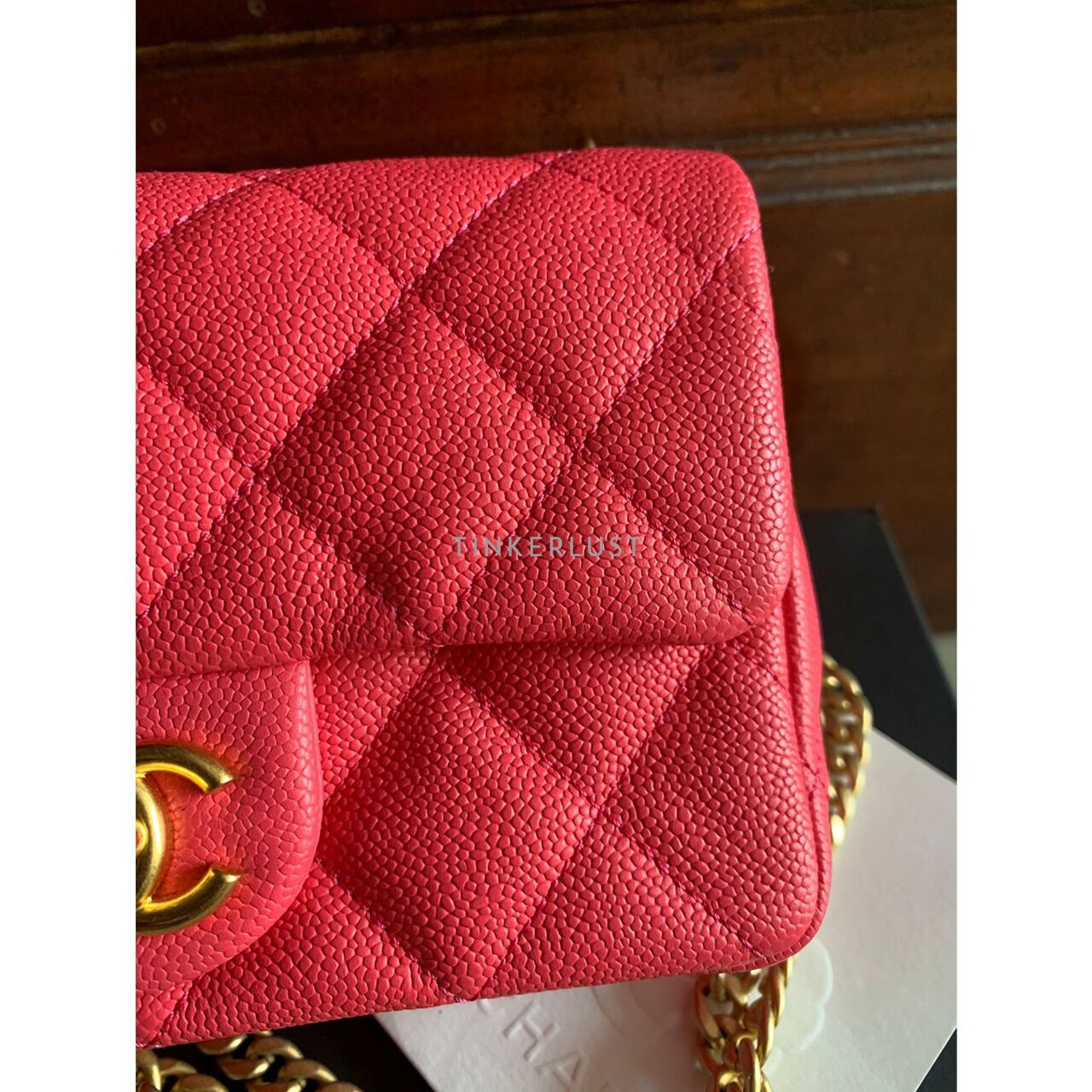 Chanel Mini Rectangle Heart Crush Caviar Pink GHW Chip Shoulder Bag