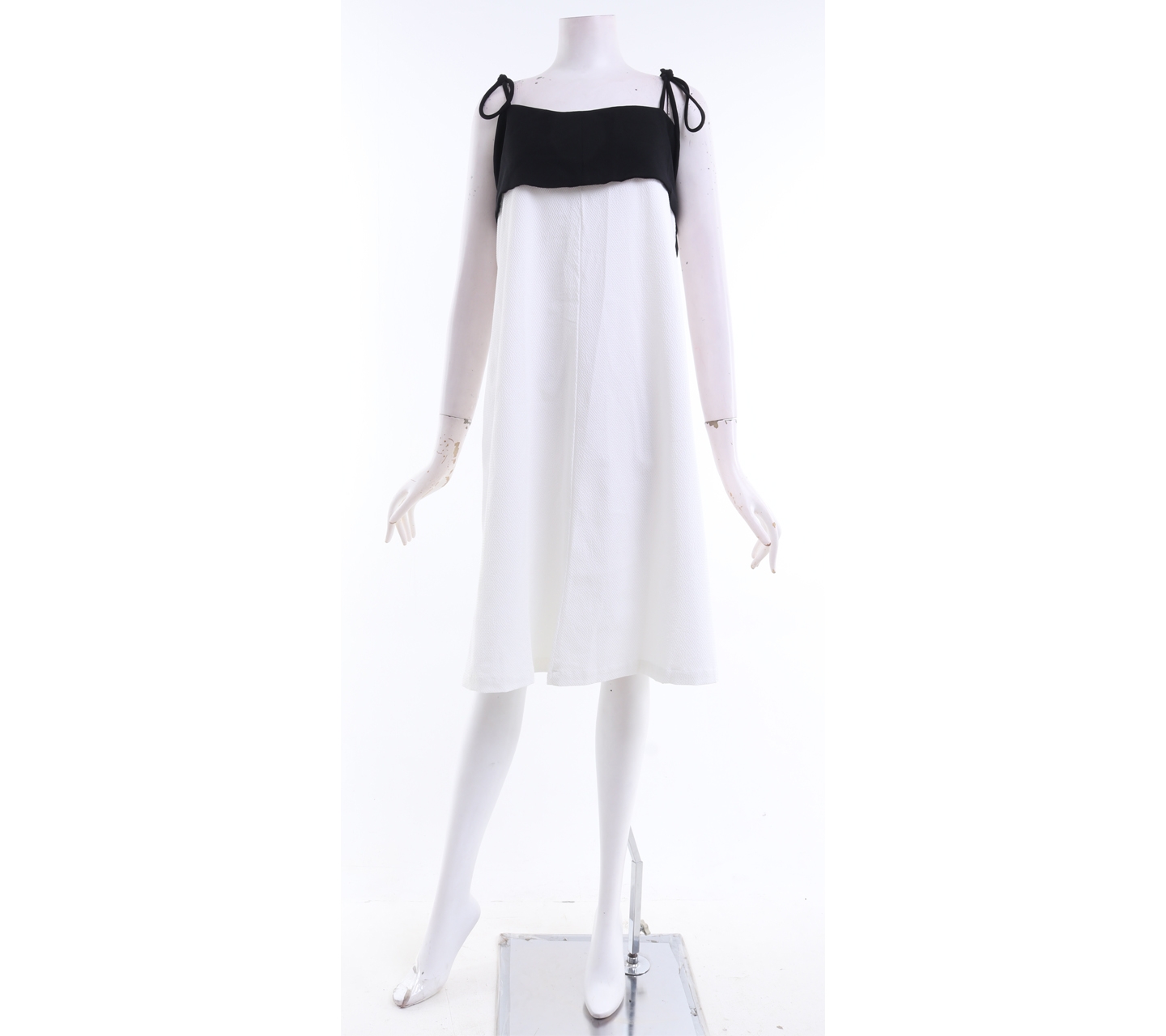 Cmyk White And Black Midi Dress