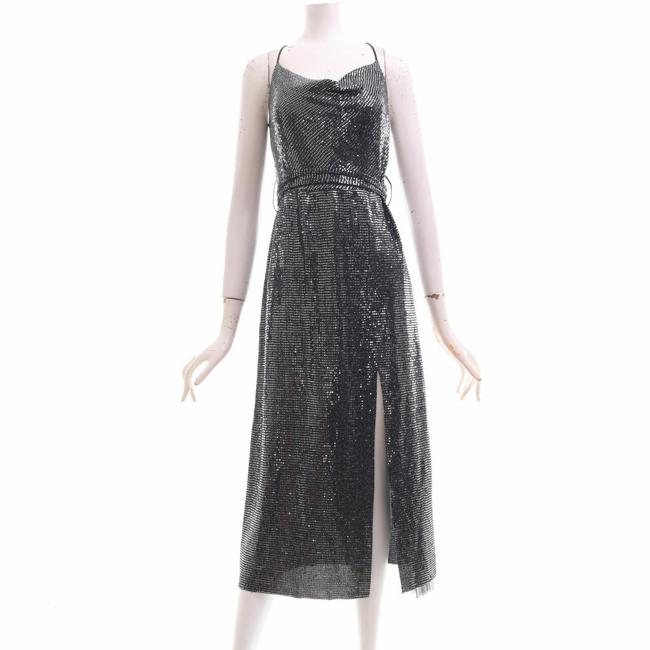 Zara Black Sequin Slit Mini Dress