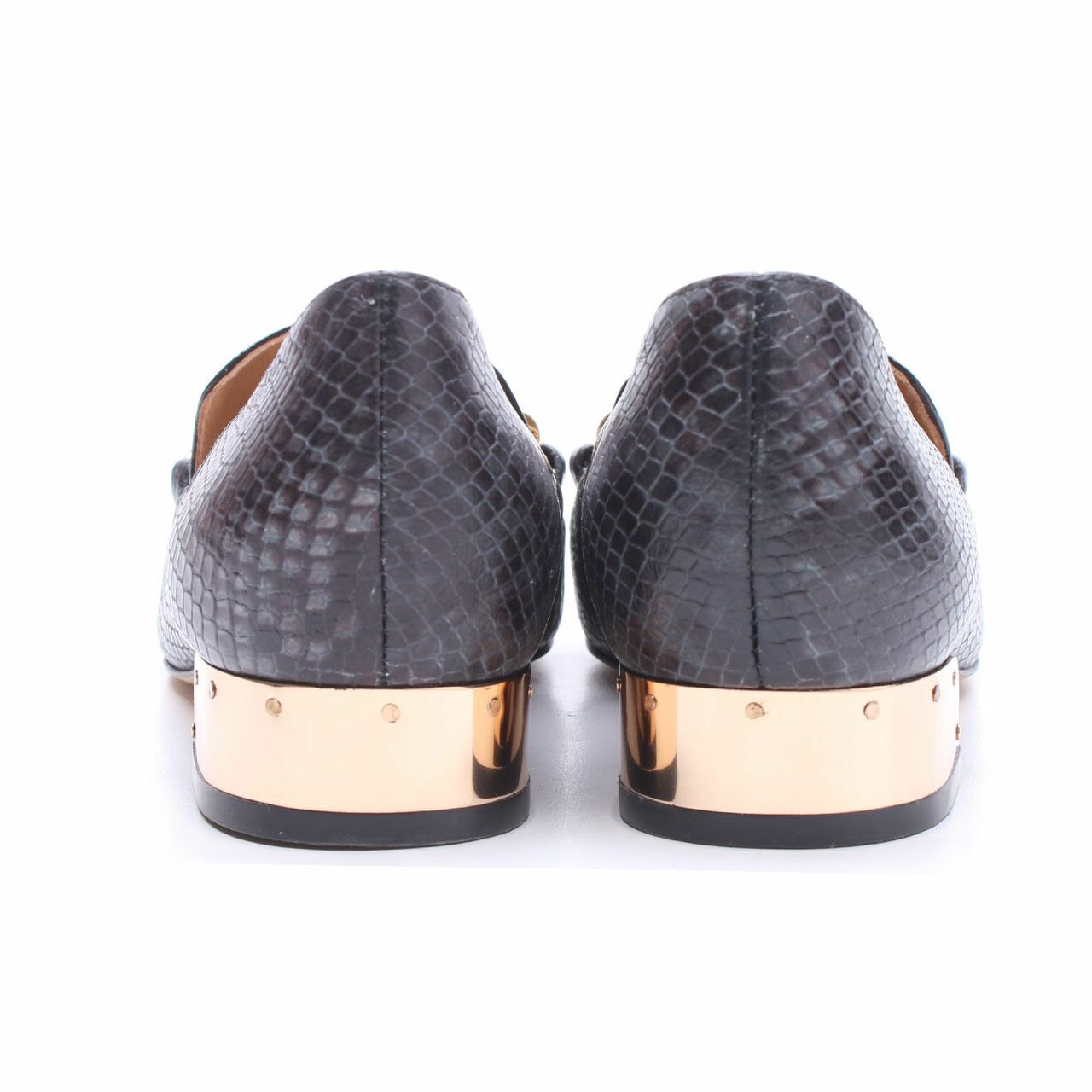 Tory Burch Jessa Stamped Snake Printed  Perfect Black Loafers Flats