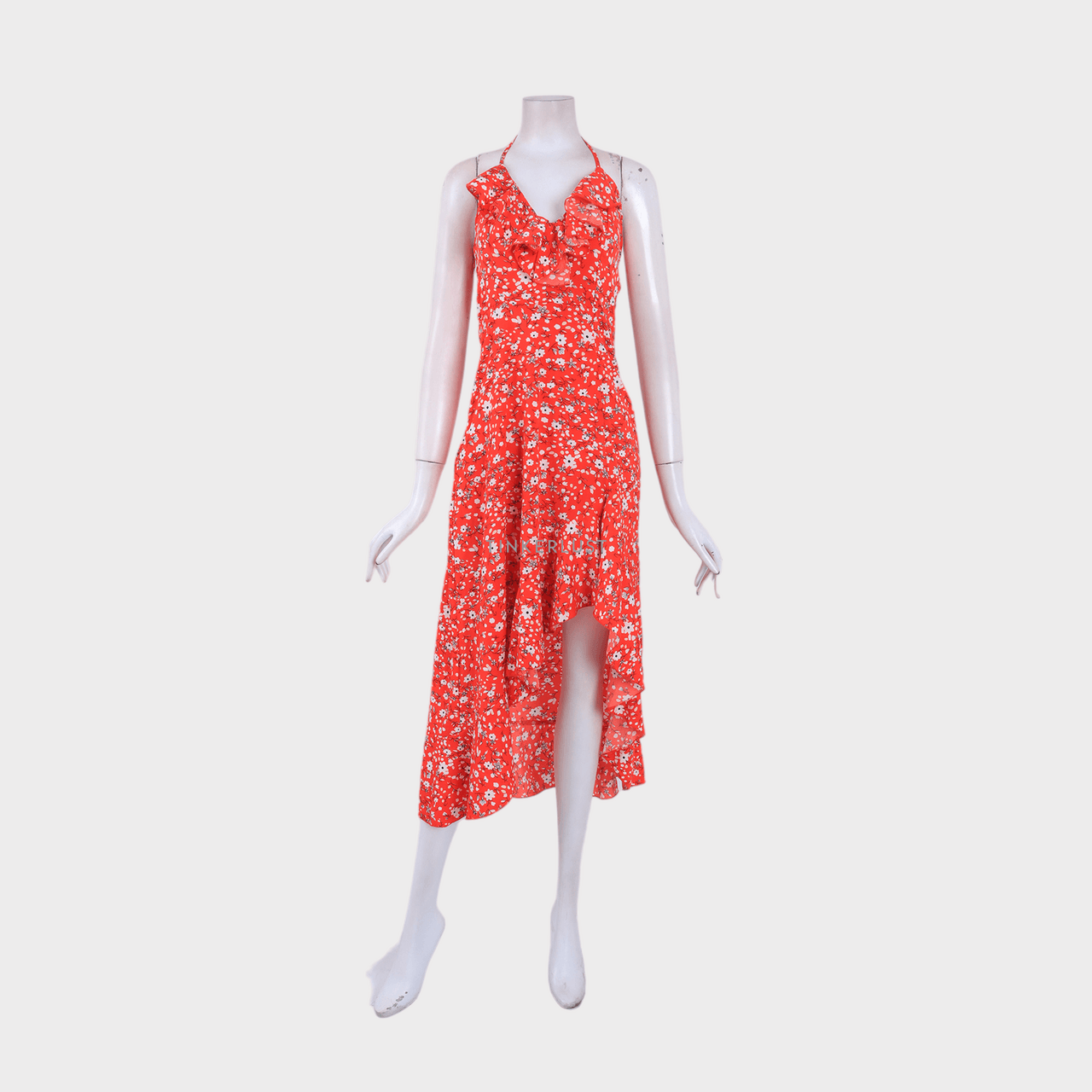 Shein Red Floral Asymetric Midi Dress