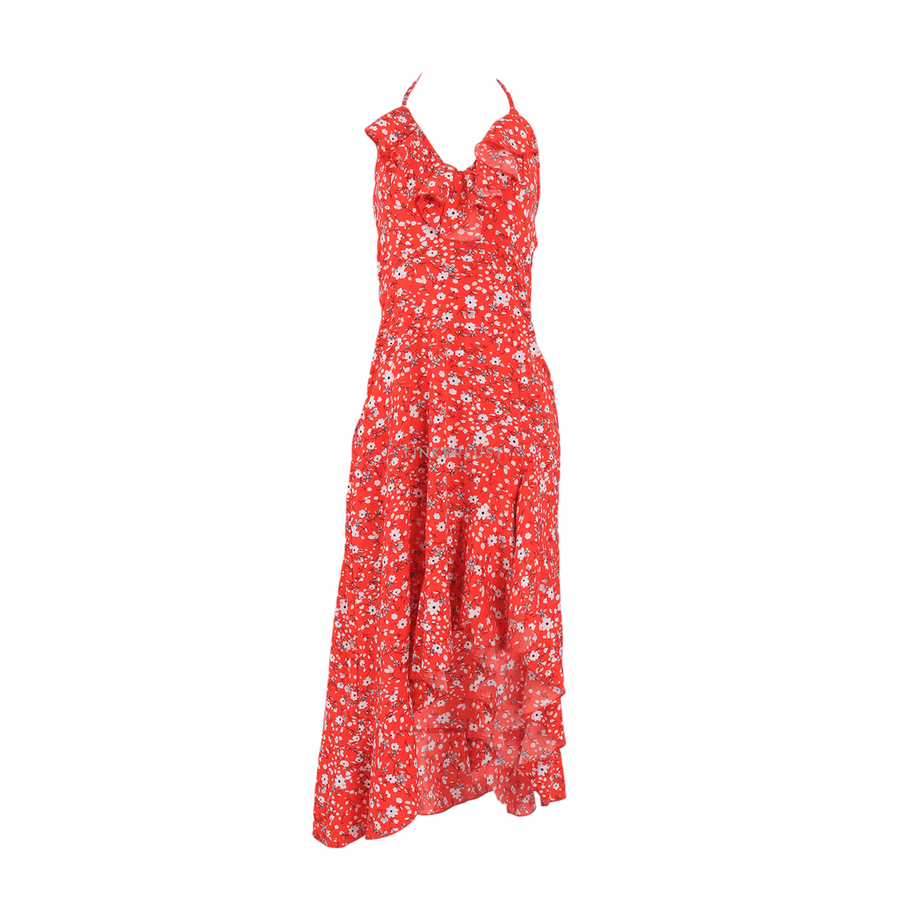 Shein Red Floral Asymetric Midi Dress