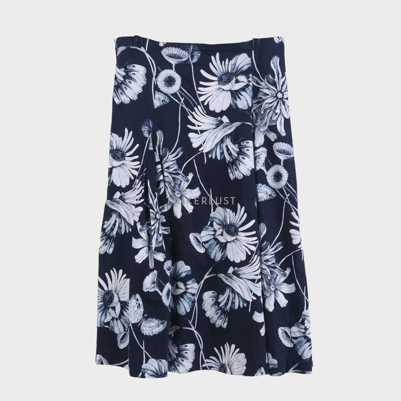 Zara Black Floral Midi Skirt