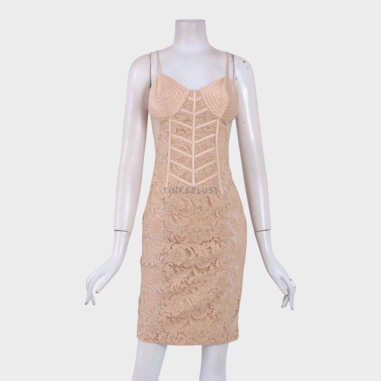 Stellarissa Lace Sleeveless Beige Mini Dress