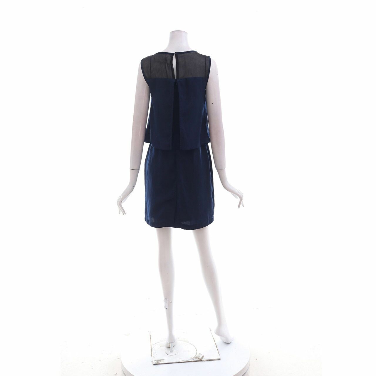(X)SML Dark Blue Sheer Mini Dress
