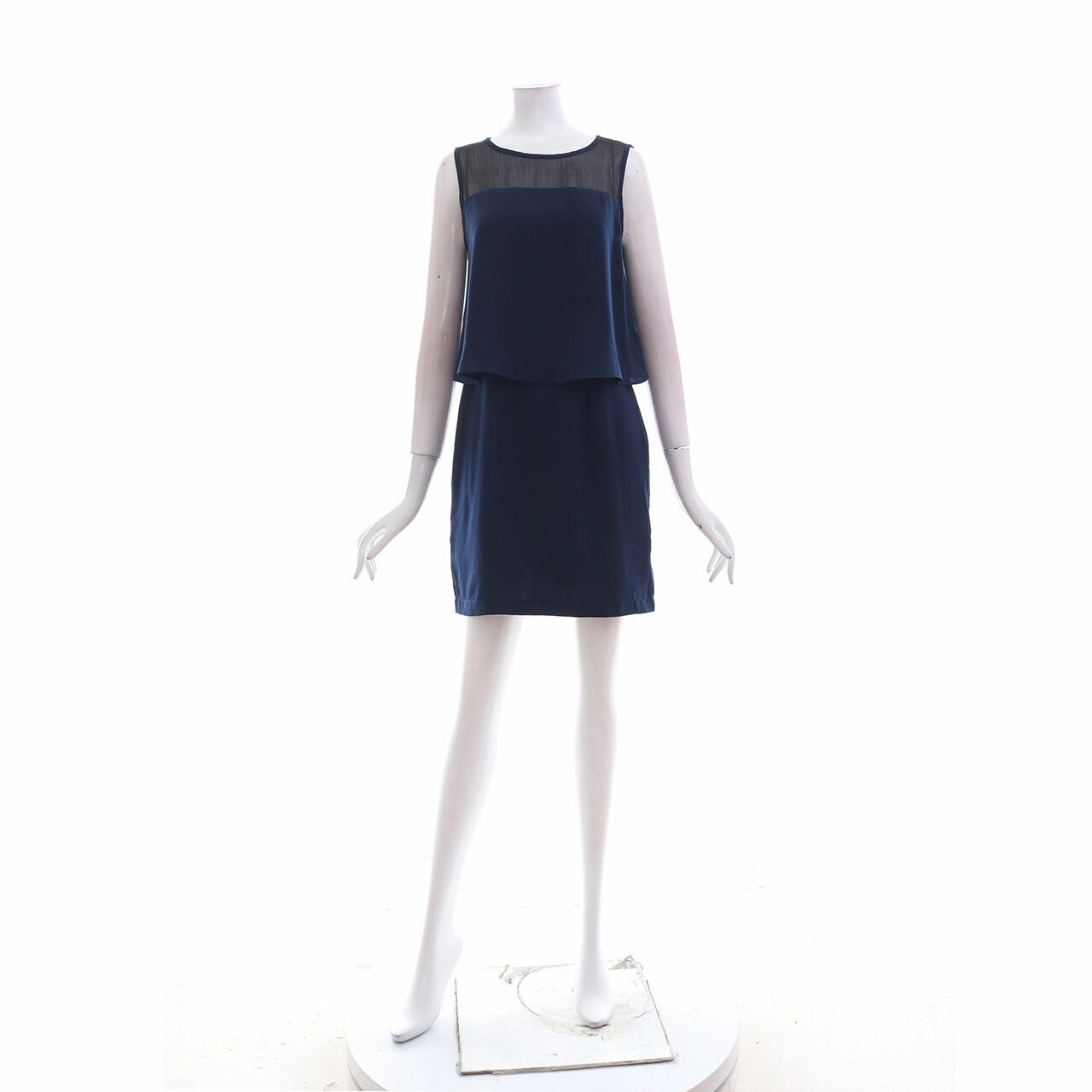 (X)SML Dark Blue Sheer Mini Dress